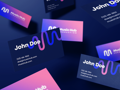 Music Hub Production - logo and branding brand branding business card business cards businesscard design gradient instagram instagram post logo minimal music symbol typography vector