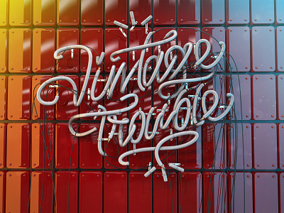 Vintage Trouble Neon Ad 3d art 3d artist 3dmodel c4d c4dart digital 3d illustration lettering logo motion motion graphics render