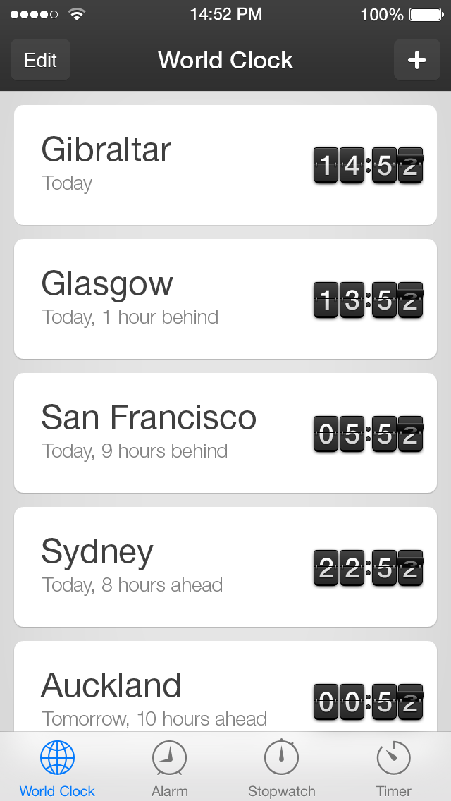 iOS7 World Clock - Digital by Michael Shanks on Dribbble