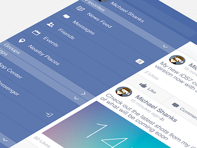 Facebook iOS7 - Options Menu (iPad Retina) facebook ios7 ipad menu options retina