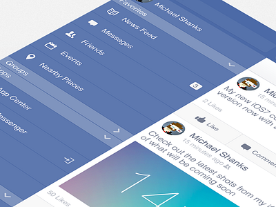 Facebook iOS7 - Options Menu (iPad Retina)
