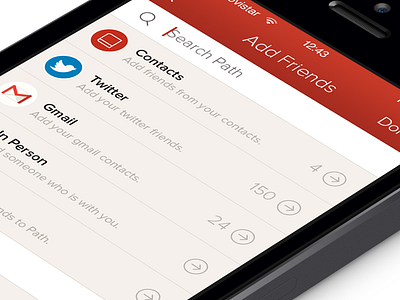 Add Friends - Path iOS7 add friends ios7 iphone path redesign retina