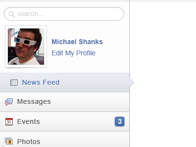 Sidebar User Details app facebook ipad login profile search ui user details