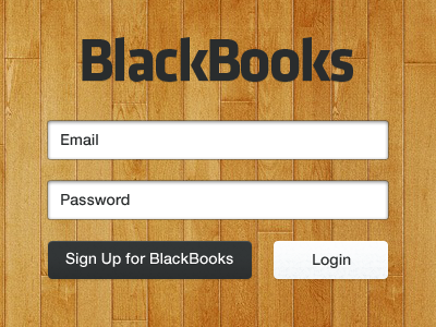 Login app black books ipad login sign up ui wood