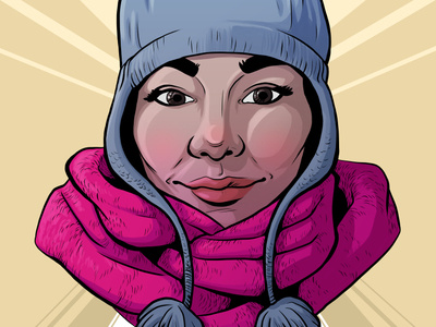 Fall self portrait 2018 cold digital art fall hat illustration portrait rosy scarf self portrait winter