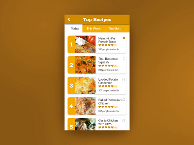 Top Recipes Leaderboard cooking daily 100 daily ui daily ui 019 daily ui challenge design recipe recipe app ui user interface