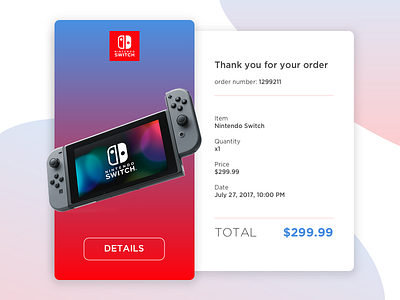 Daily UI #017 – Email Receipt (Nintendo Switch)