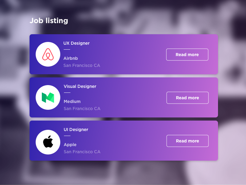 Daily UI #050 – Job Listing by Alexander Mochalov on Dribbble
