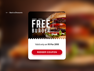 Daily UI #061 – Redeem Coupon burger coupon dailyui dailyuichallenge designui redeem redeemcoupon ui uidesign
