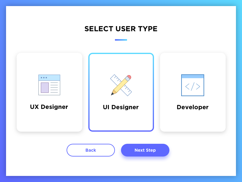 Daily Ui #064 – Select User Type By Alexander Mochalov On Dribbble