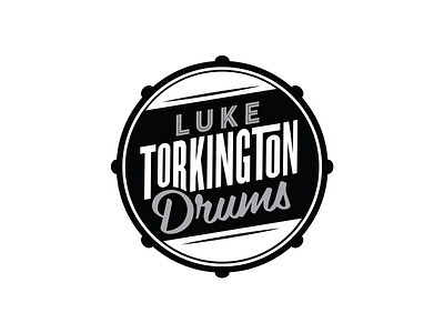 Luke Torkington Drums black and white logo brand branding clean design drummer drums flat icon logo logo design minimal music social icon typogaphy vector