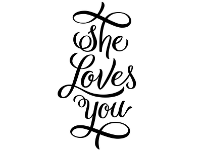 She Loves You bezier curves brush pen hand drawn lettering script she loves you the beatles typography