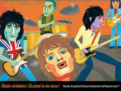 Rolling Stones branding caricature digital entertainment graphic illustration music musicians portrait portraits stylized vector vintage