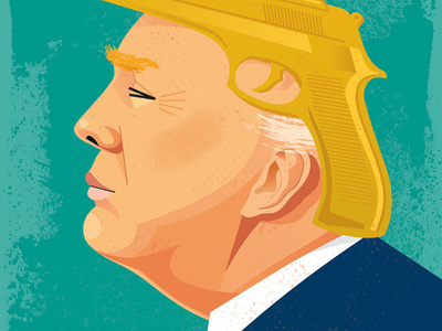 Hair Trigger Trump caricature current affairs digital editorial graphic illustration news politics portrait portraits stylized