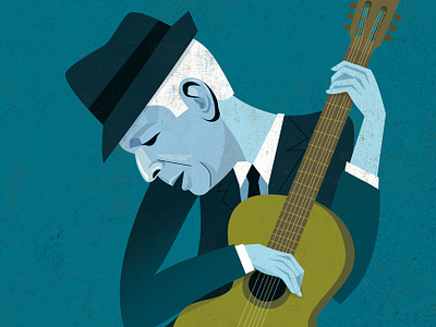 Leonard Cohen caricature digital entertainment graphic guitar guitarist illustration leonard cohen music portrait stylized