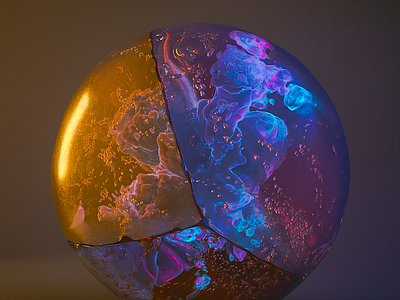 Marblien #3 3d 3d art alien bubbles cracks marble mineral redshift3d render shading smoked translucent vivid volumetric