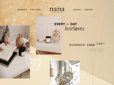 Nana Ceramics Studio Landing Page branding ceramics design design heirloom illustration landing page layout studio webpage website design