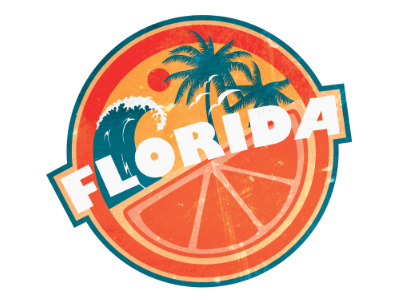 Florida Sticker beach blue design florida orange product sticker texture vector