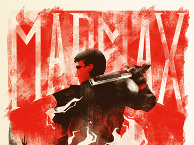 The Road Warrior / Screenprint black gun mad max movie poster print red screen screenprint