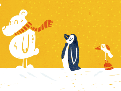 Website illustrations bear bird illustration penguin poutine restaurant snow web winter