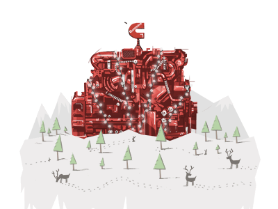 Xmas at Cummins. animated card client engine gif illustration xmas