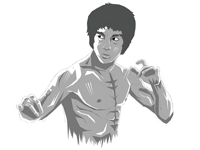 Bruce Lee Motherf*cker bruce digital greyscale lee painting portrait progress