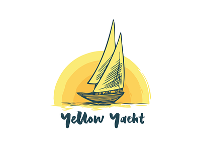 Yellow yacht on White branding illustration logo portfolio vector