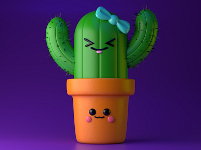 Cactus Kawaii 3d animation arte 3d charachter design cinema 4d color colors creación de personaje design diseño friendly illustration ilustración kawaii render