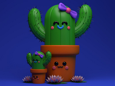 Cactus Cute 3d 3d art arte 3d c4d cactus charachter design character cinema 4d cinema4d colors creación de personaje cute design family illustration ilustración ilustration kawaii render