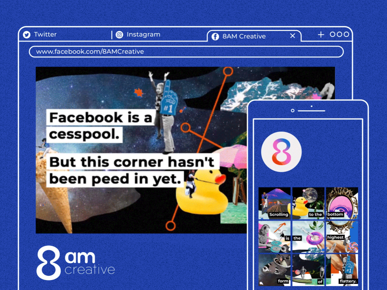 8AM Creative Social Media Channels collage collage art colorful design digital collage facebook instagram launch post social media space video collage weird