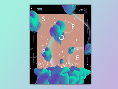 Spore 3d 3d art abstract adobe baugasm colorful coral design geometric gradient illustrator photoshop poster spline spore