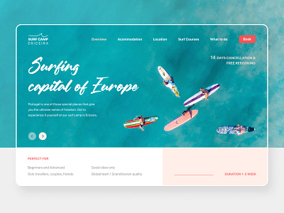Surf Camp Website cover design inspiration minimalistic mobile surf camp surfers surfing ui ux web website