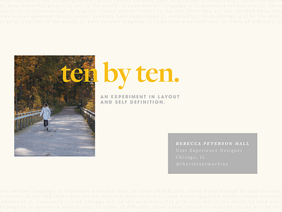 ten by ten: cover page 10thingschallenge branding editorial exploration layout layout exploration photography photoshop serif typography vector