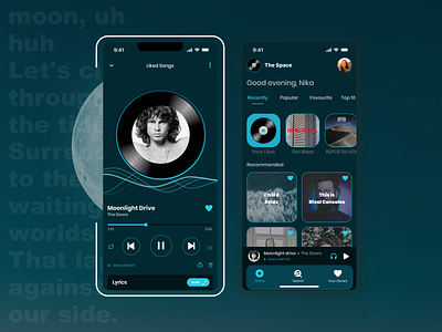 Music App for iOS. The Space app mobile mobile app product design uiux