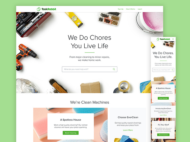 TaskRabbit Homepage Redesign by Maria Gorre for TaskRabbit Design on
