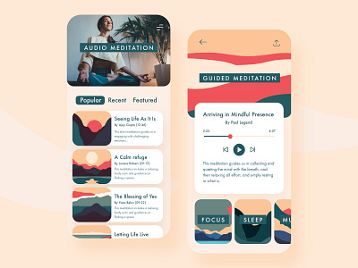 Meditation APP - Concept app app design audio player meditation meditation app mobile mobile app mobile design mobile ui ui uidesign ux