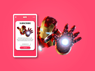 Ui Ironman Subscribe app branding element flat design gradient homepage icon identity illustration interface ironman kit landing page layout low poly marvel ui ux vector web design