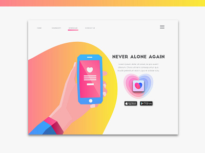 Dating app landing page app branding dashboard flat design gradient homepage icon identity illustration interface kit landing page layout logo love relationship ui ux vector web design