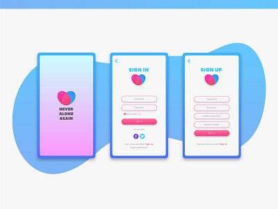 Dating sign in sign up app branding dashboard flat design gradient homepage icon identity illustration interface iphone kit landing page layout logo love relationship ui ux vector