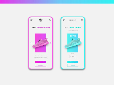 Yeezy UI cart adidas app branding cart dashboard flat design gradient homepage icon identity illustration interface iphone landing page layout shoes ui ux vector yeezy