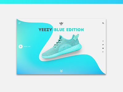 Yeezy blue concept landing page adidas app branding cart dashboard flat design gradient homepage icon identity illustration interface landing page layout shoes shop ui ux vector yeezy