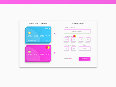 Credit Card UI Payment app branding checkout credit card dashboard flat design gradient homepage icon identity illustration interface kit landing page layout payment ui ux vector web