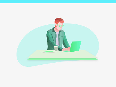 Character with laptop app branding character dashboard element flat design gradient homepage human icon identity illustration interface landing page layout people ui ux vector web