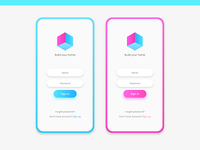 Cubez App Sign In UI app branding cube flat design get started gradient icon identity illustration interface iphone landing page log in onboarding sign sign up ui ux vector web