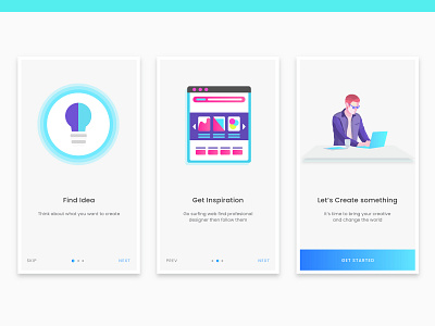 Onboarding creative design UI app branding character dashboard flat design gradient homepage icon identity illustration interface iphone kit landing page onboarding people ui ux vector web