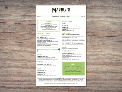 Menu design for cafe