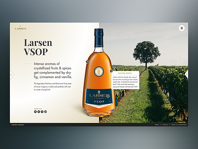 Larsen Cognac Product Page cognac gradients interface premium stylish typography web web design