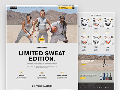 Urbanears Active Front Page branding campaign design headphones homepage interface minimalistic product site sweat ui urbanears ux website website design white space