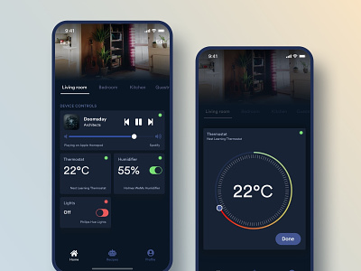 Smart Home App Concept app apple automation controller humidifier ios iphone x lights music player remote smart smart app smart home temperature typography ui universal remote controller ux