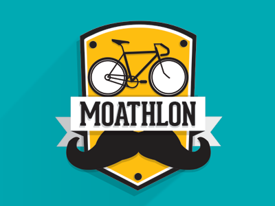 Moathlon badge bicycle bike crest flat logo mo moustache movember